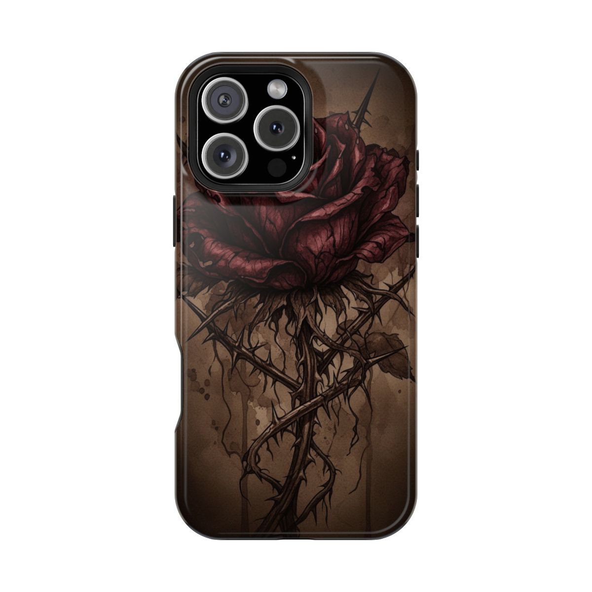 Thorns Embrace Dark Floral Watercolor Phone Case For iPhone Samsung