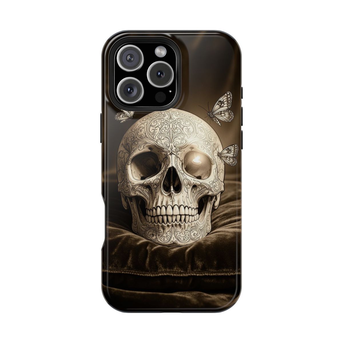 Ornate Skull Butterflies Gothic Phone Case For iPhone Samsung