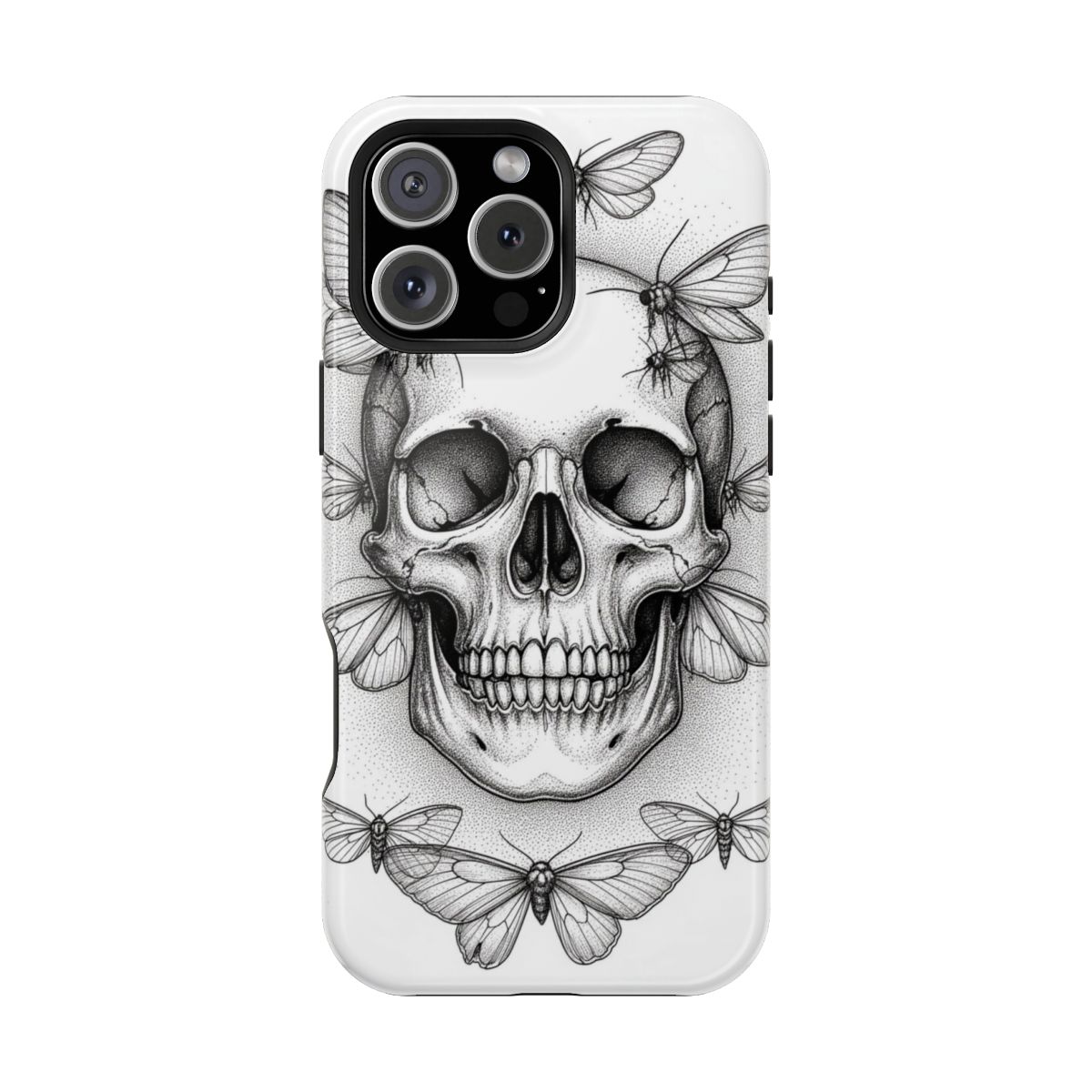 Skull Adorned Moths Gothic Dark Stippled