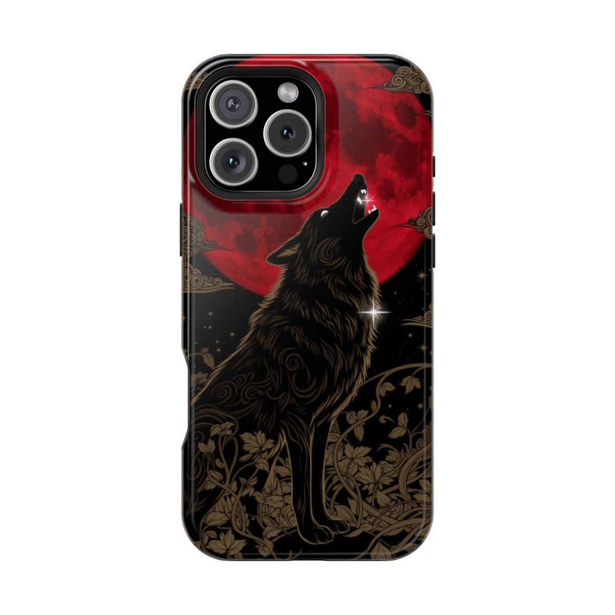 Mystical Wolf Crimson Luna Phone Case For iPhone Samsung