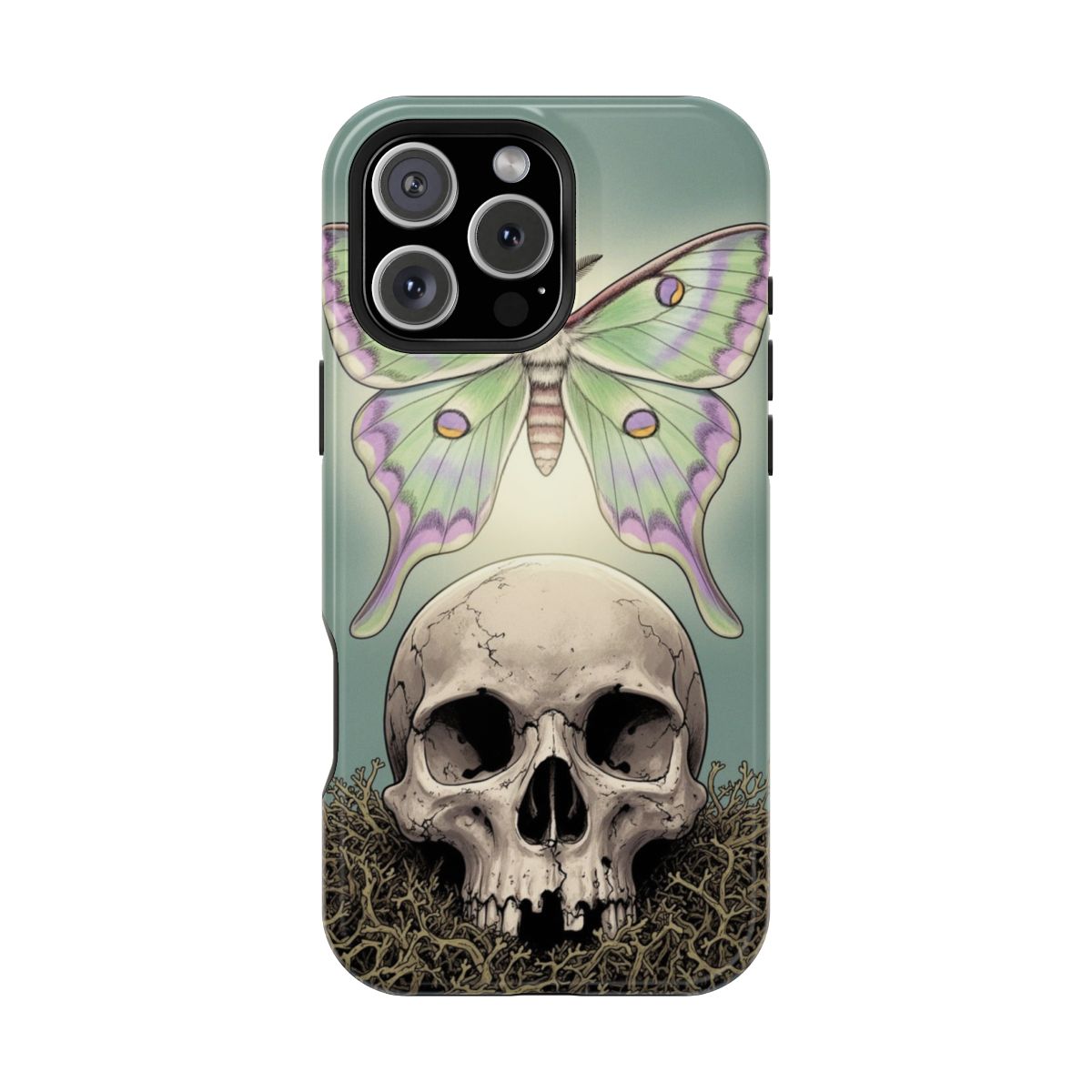 Gothic Moth Skull Illustration Phone Case For iPhone Samsung