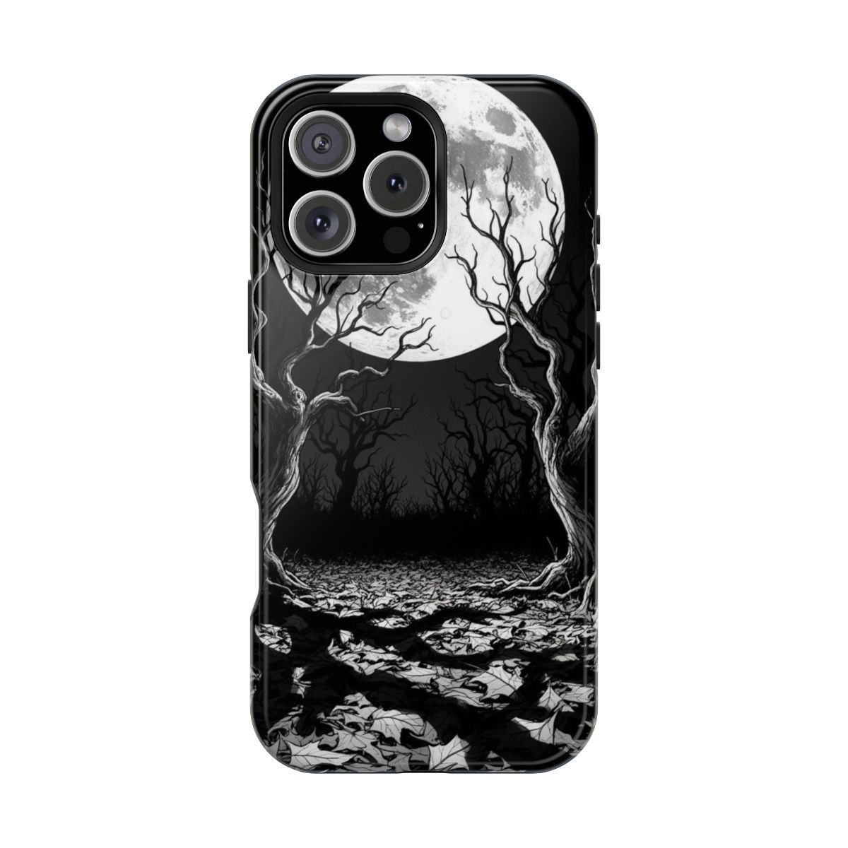 Monochrome Spooky Moonlit Trees
