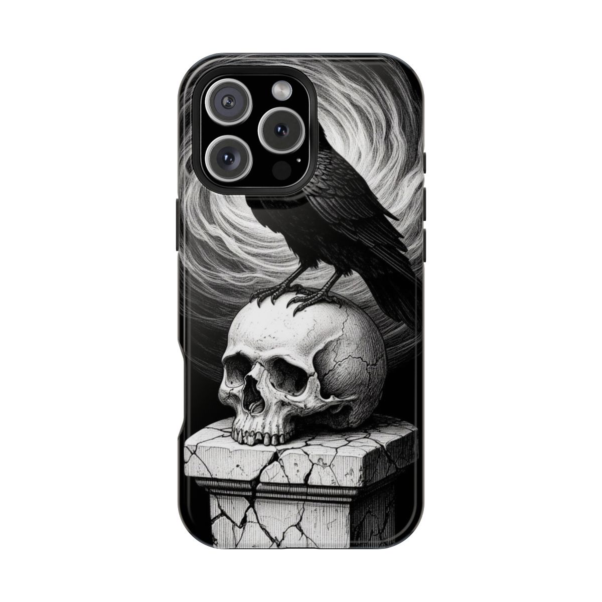 Scratchboard Skull Watcher Phone Case For iPhone Samsung