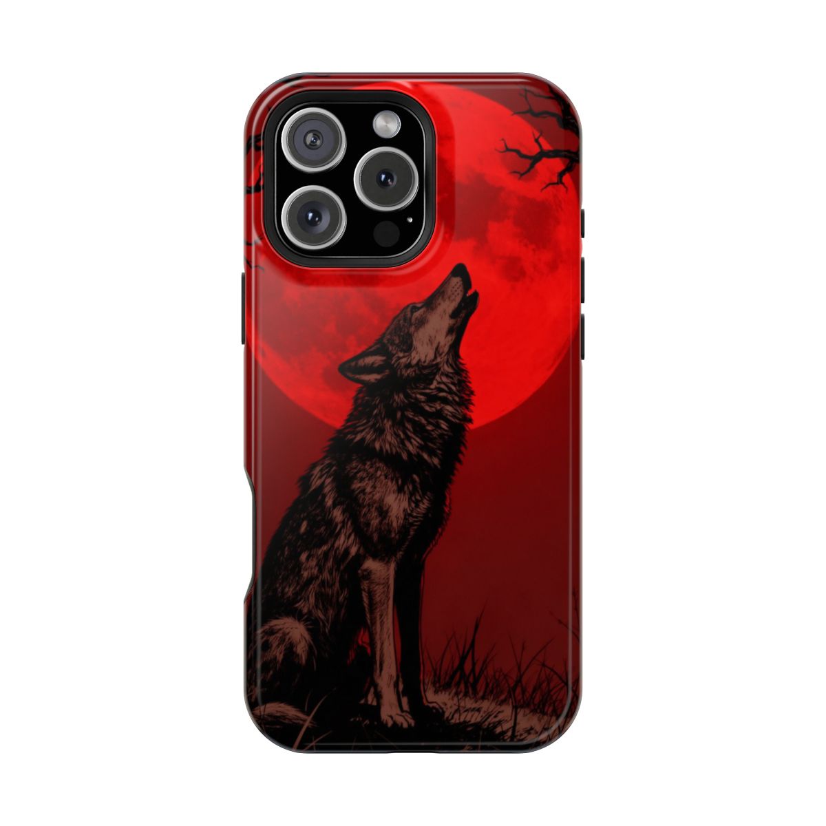 Crimson Lunar Wolf Moon Illustrative