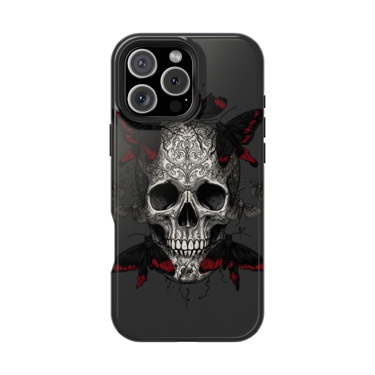 Ornate Skull Moths Velvet Wings Phone Case For iPhone Samsung