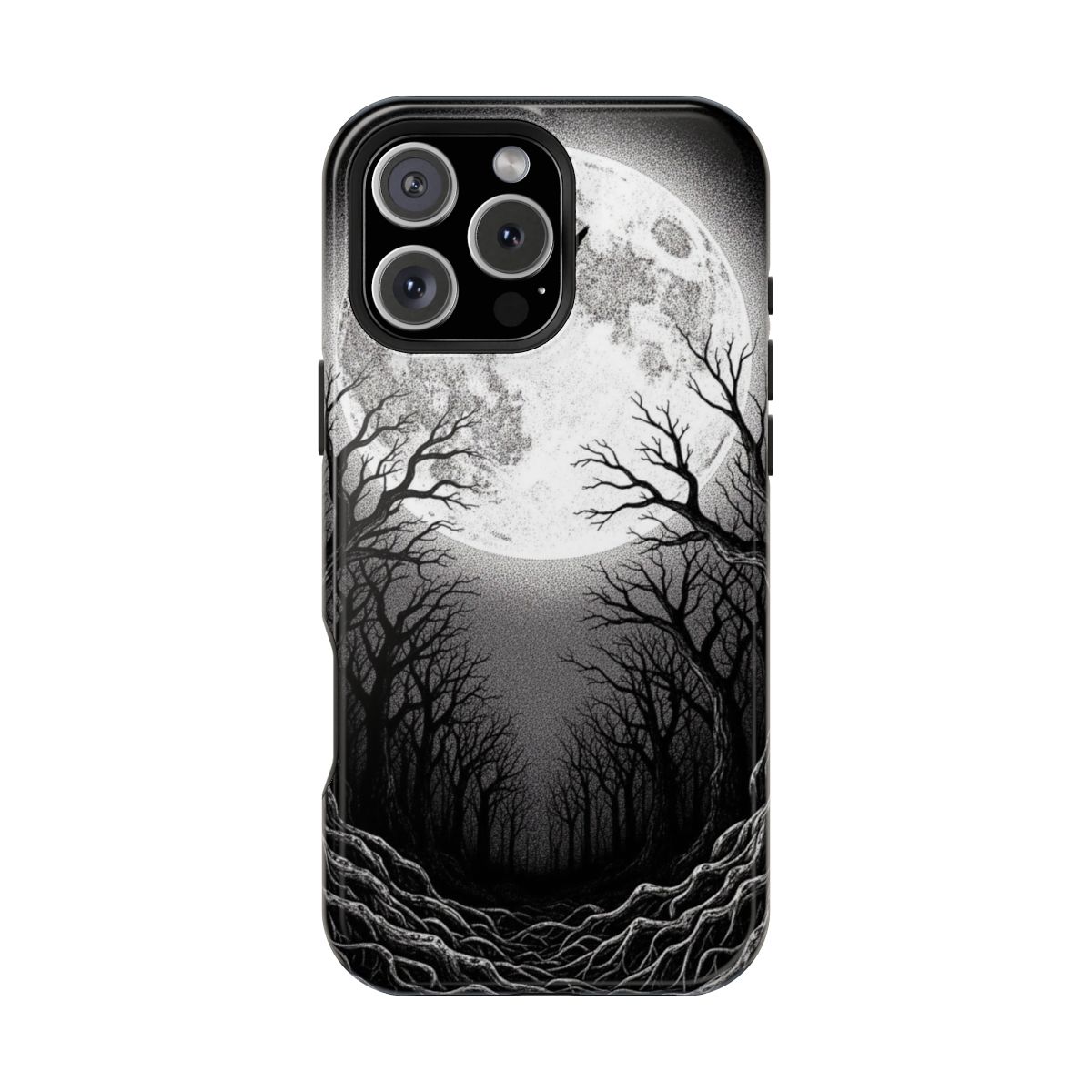 Stippling Horror Forest Moonlit Silhouette
