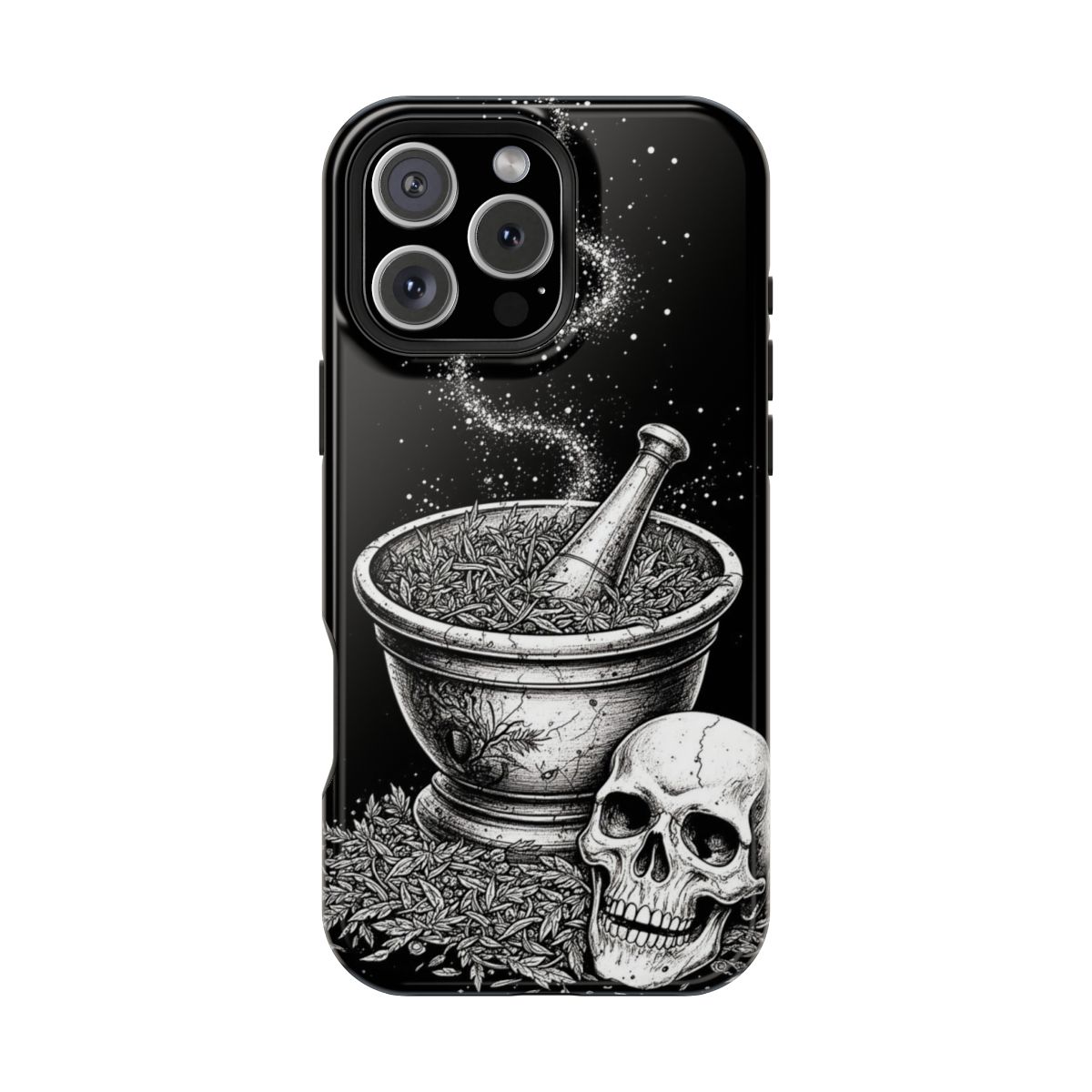 Gothic Illustration Mortar and Skull