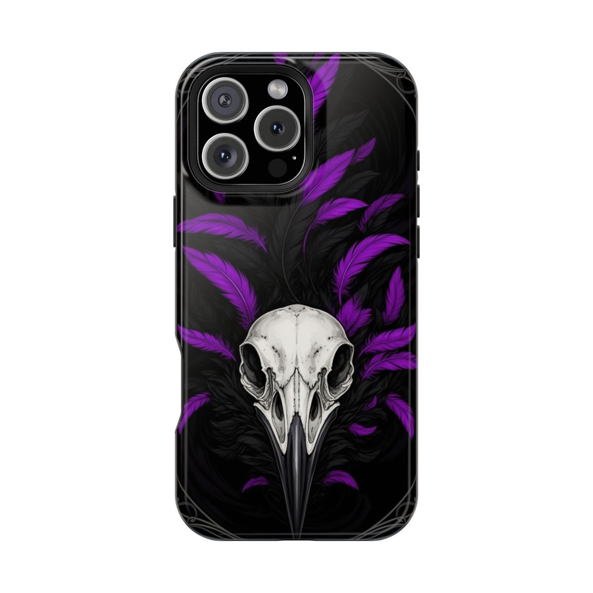 Gothic Skull Feathers Omen Phone Case For iPhone Samsung